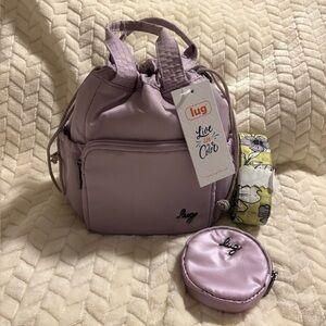 Lug Ditty Tote Bag- Sugar Plum w/ matching crossbody strap & Lug coin pouch NWT
